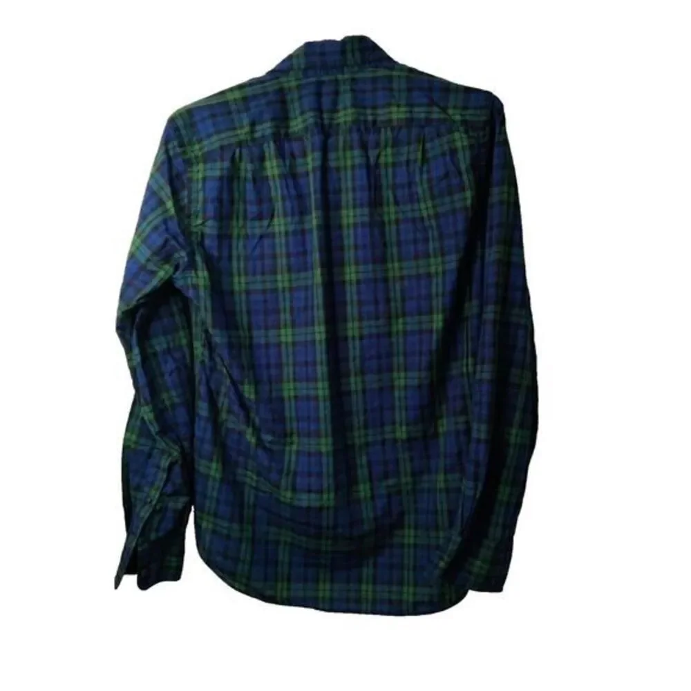 J. Crew Men S Green/Blue Plaid Button Work Chore Travel Dress Casual‎ Shirt Y2K